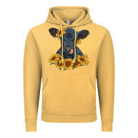 Vintage Mustard black angus calf with sunflowers Vintage Hoodie - RanaPortraitStore