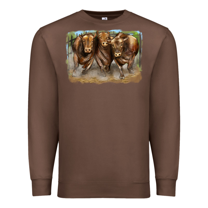 3 Red Angus Bulls Premium Sweatshirt by LillyAllenDesigns | Teevron