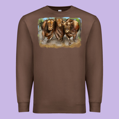 3 Red Angus Bulls Premium Sweatshirt Designed By Lillyallendesigns