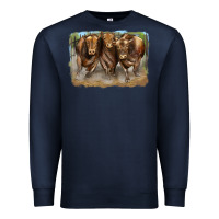 Navy 3 red angus bulls Premium Sweatshirt - LillyAllenDesigns