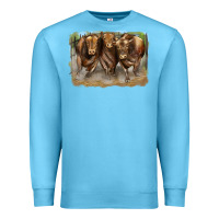 Ocean Blue 3 red angus bulls Premium Sweatshirt - LillyAllenDesigns