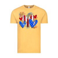 Vintage Mustard 4th of july hearts Vintage Tee - texasbilliewilder