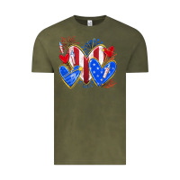 Vintage Olive 4th of july hearts Vintage Tee - texasbilliewilder