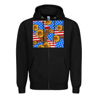 Black basic sunflower and leopard Zipper Hoodie - AdoDesignShop