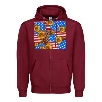 Burgundy basic sunflower and leopard Zipper Hoodie - AdoDesignShop