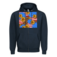 Navy basic sunflower and leopard Zipper Hoodie - AdoDesignShop