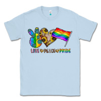 Dusty Blue peace love pride Classic Tee - CowhideDigitalArt