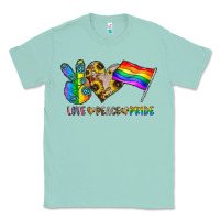 Seafoam peace love pride Classic Tee - CowhideDigitalArt