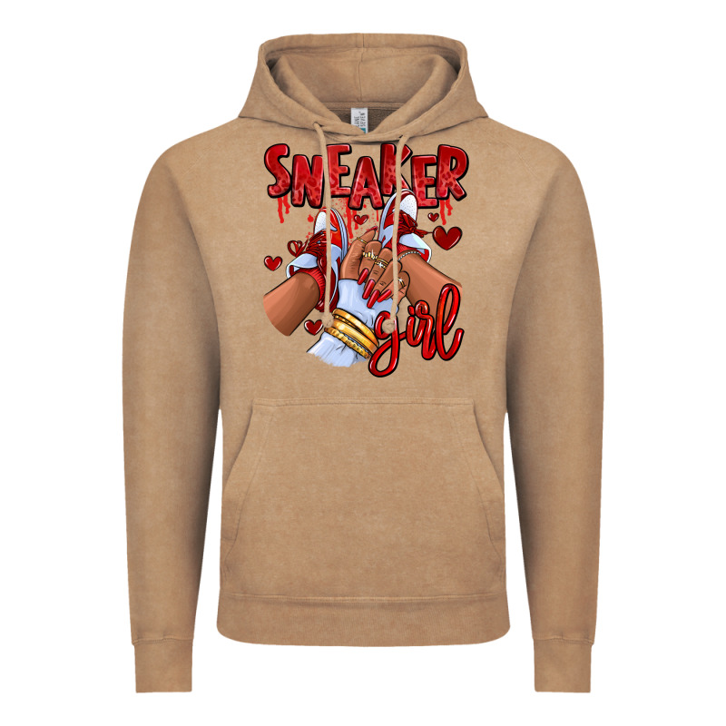 Red Sneaker Girl Afro Woman Vintage Hoodie by RanaPortraitStore | Teevron