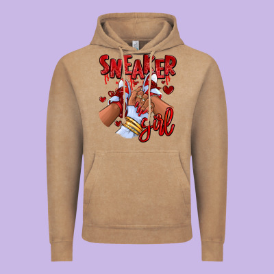 Vintage Hoodie red sneaker girl afro woman
