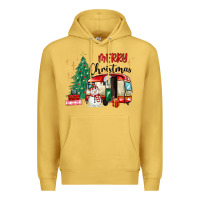 Antique Gold merry christmas camper Premium Hoodie - MaliasSmallBusiness