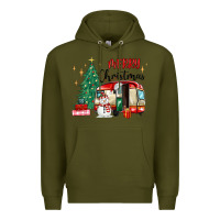 Army Green merry christmas camper Premium Hoodie - MaliasSmallBusiness