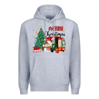 Heather Grey merry christmas camper Premium Hoodie - MaliasSmallBusiness