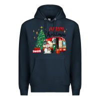Navy merry christmas camper Premium Hoodie - MaliasSmallBusiness
