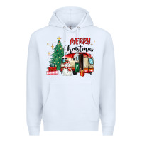 White merry christmas camper Premium Hoodie - MaliasSmallBusiness