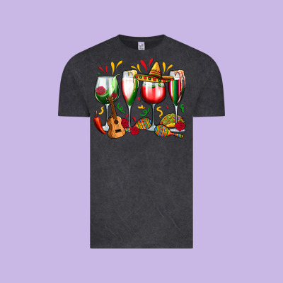 Mexico Wine Glasses Vintage Tee Designed By Zillion Design Studio