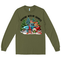 Army Green hanging with my gnomies Long Sleeve Tee - FaDigitalArtStudio