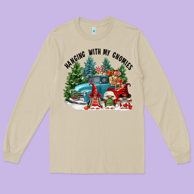Hanging With My Gnomies Long Sleeve Tee Designed By Fadigitalartstudio