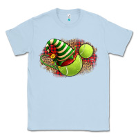 Dusty Blue Tennis Christmas With Racket And Hat Classic Tee - FaDigitalArtStudio