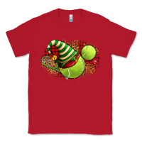 Red Tennis Christmas With Racket And Hat Classic Tee - FaDigitalArtStudio
