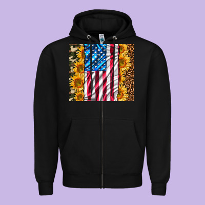 American Realistic Flag Zipper Hoodie Designed By Adodesignshop