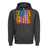Charcoal Heather american realistic flag Zipper Hoodie - AdoDesignShop