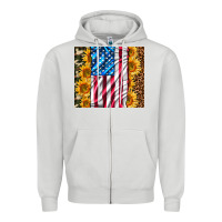 Dove Grey american realistic flag Zipper Hoodie - AdoDesignShop
