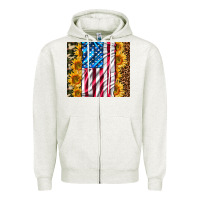 Oatmeal Heather american realistic flag Zipper Hoodie - AdoDesignShop
