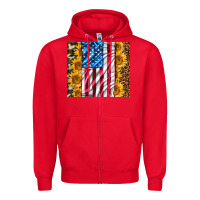 Red american realistic flag Zipper Hoodie - AdoDesignShop