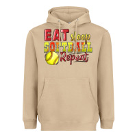 Mushroom Eat Sleep Softball Repeat Heavyweight Hoodie - LillyAllenDesigns
