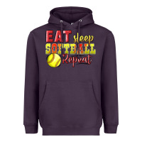Plum Eat Sleep Softball Repeat Heavyweight Hoodie - LillyAllenDesigns