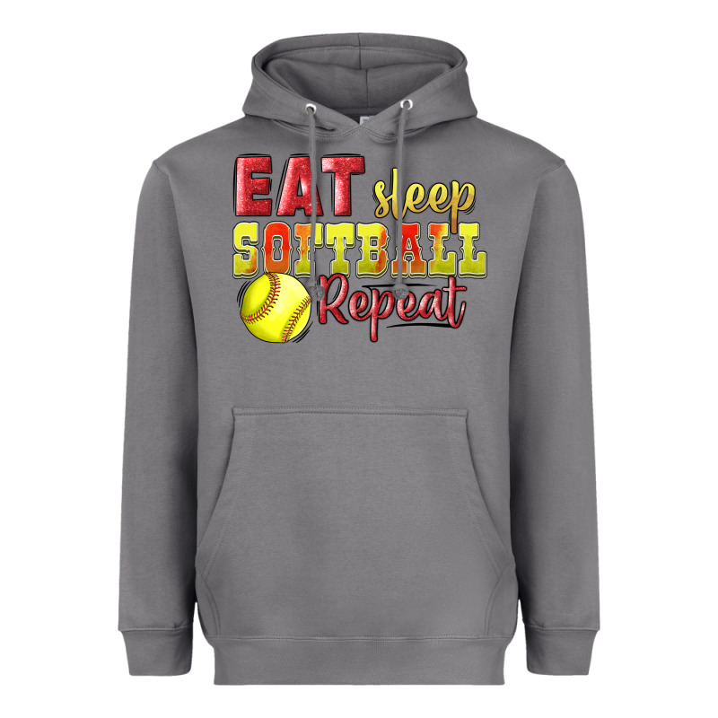 Eat Sleep Softball Repeat Heavyweight Hoodie by LillyAllenDesigns | Teevron