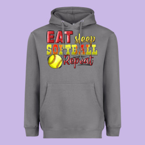 Eat Sleep Softball Repeat Heavyweight Hoodie Designed By Lillyallendesigns