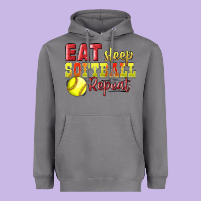 Eat Sleep Softball Repeat Heavyweight Hoodie Designed By Lillyallendesigns