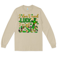 Mushroom i dont need luck ive got jesus st. patricks day Long Sleeve Tee - Neo Western