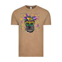 Vintage Coffee mardi gras  mask pitbull Vintage Tee - RanaPortraitStore