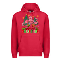 Cardinal merry christmas flamingos Premium Hoodie - MaliasSmallBusiness