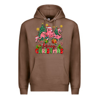 Chestnut merry christmas flamingos Premium Hoodie - MaliasSmallBusiness