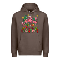 Coffee merry christmas flamingos Premium Hoodie - MaliasSmallBusiness