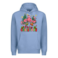Colony Blue merry christmas flamingos Premium Hoodie - MaliasSmallBusiness