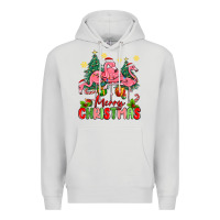 Dove Grey merry christmas flamingos Premium Hoodie - MaliasSmallBusiness