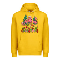 Lemon merry christmas flamingos Premium Hoodie - MaliasSmallBusiness
