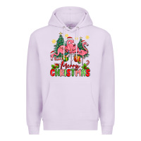 Lilac merry christmas flamingos Premium Hoodie - MaliasSmallBusiness