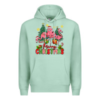 Seafoam merry christmas flamingos Premium Hoodie - MaliasSmallBusiness