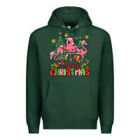 Sports Green merry christmas flamingos Premium Hoodie - MaliasSmallBusiness