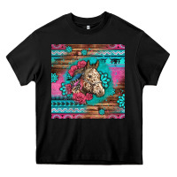 Black floral horse Heavy Core Tee - LillyAllenDesigns