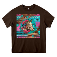 Chocolate Brown floral horse Heavy Core Tee - LillyAllenDesigns