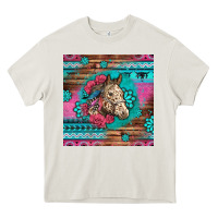Cream floral horse Heavy Core Tee - LillyAllenDesigns