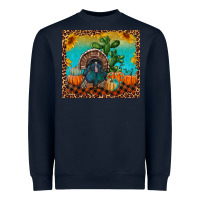 Navy Western Fall Thanksgiving Turkey Heavyweight Sweatshirt - RanaPortraitStore