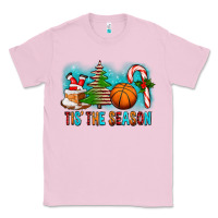 Bubblegum Pink Tis The Season Christmas With Basketball And Candy Cane Classic Tee - FaDigitalArtStudio